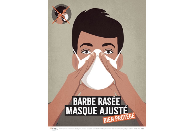 Affiche INRS masque et barbe. Affiche INRS masque et barbe.