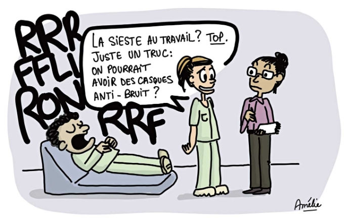 Illustration sur la sieste au travail.