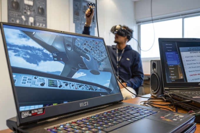 Illustration d'une situation de travail avec utilisation de réalité virtuelle.